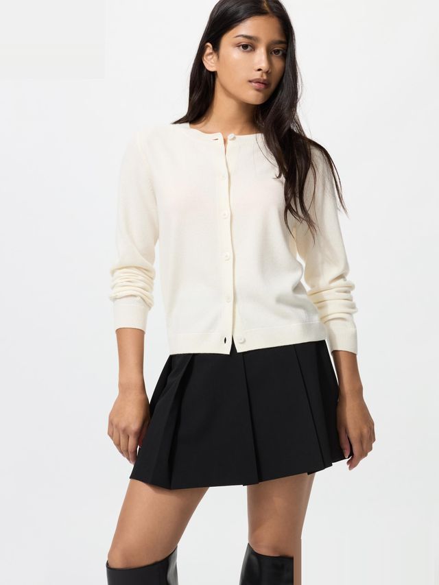 Cashmere Crew Neck Short Cardigan
