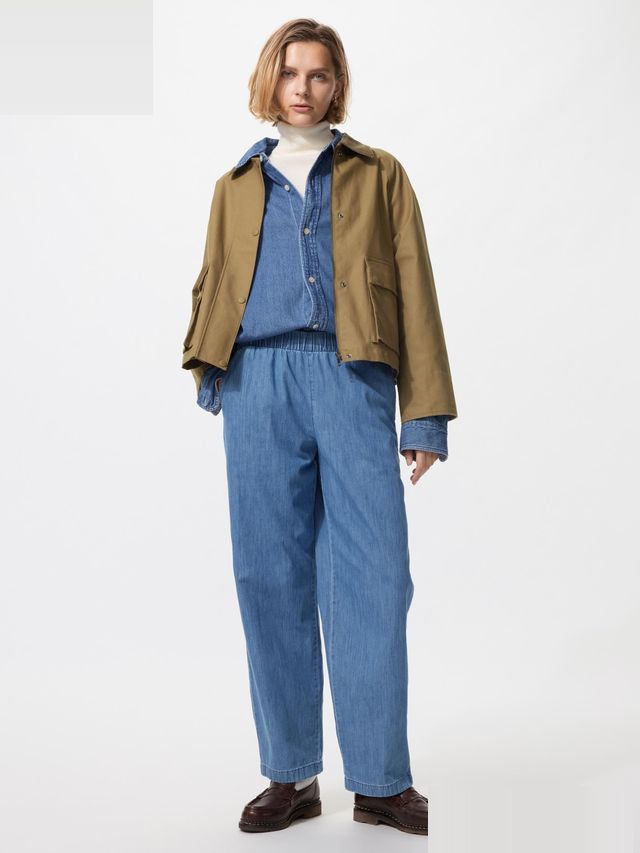 Cotton Relaxed Denim Ankle Pants (Longer Length)