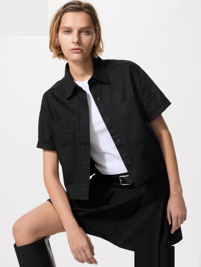 Denim Boxy Shirt Half Sleeve