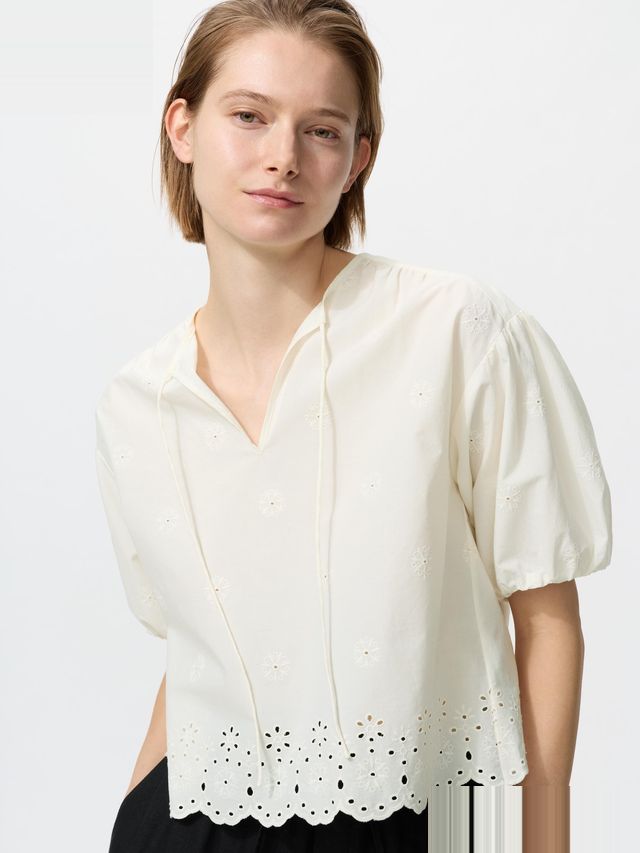 Embroidery Blouse Half Sleeve