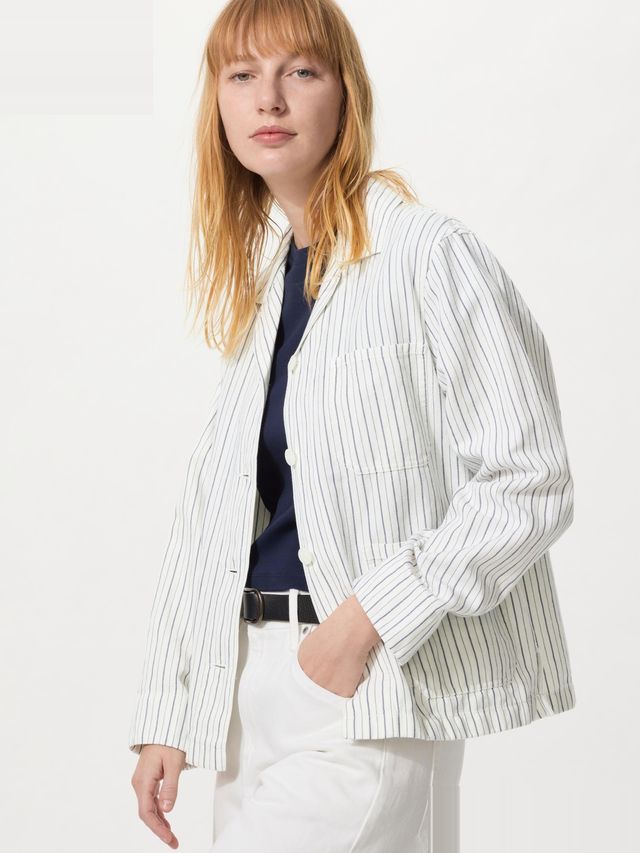 Linen Blend Coverall Striped