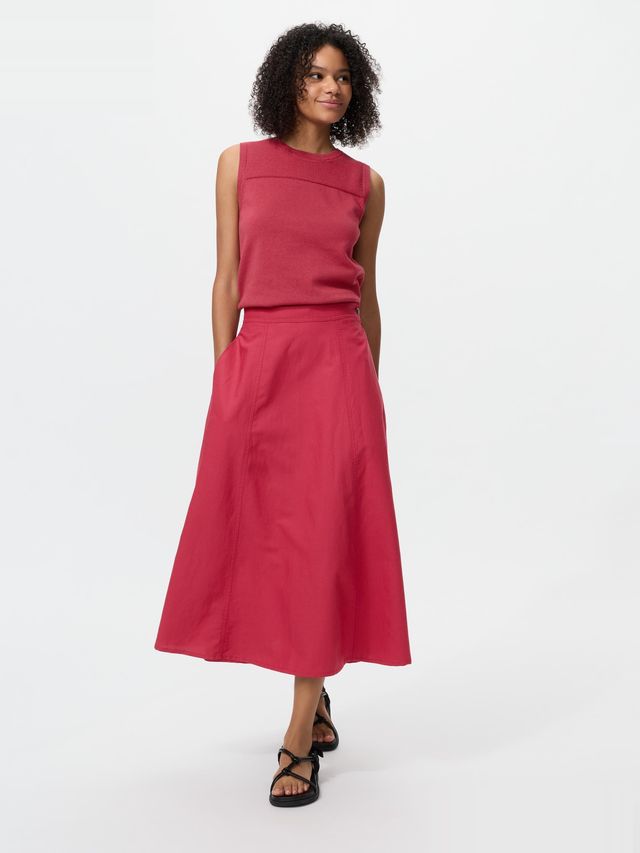 Linen Blend Flare Skirt