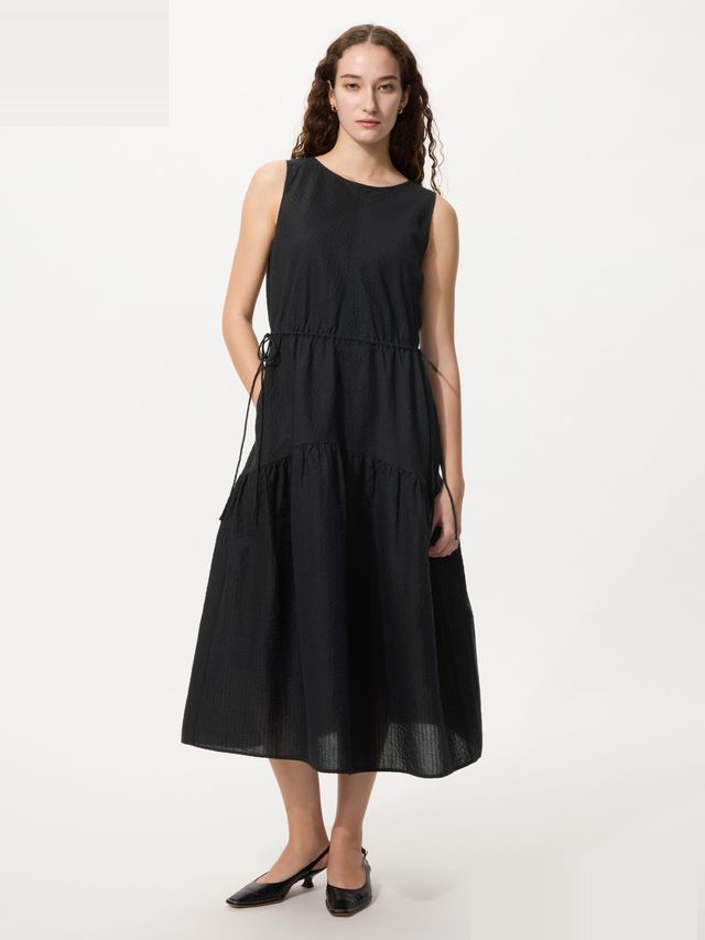 Linen Blend Tiered Dress