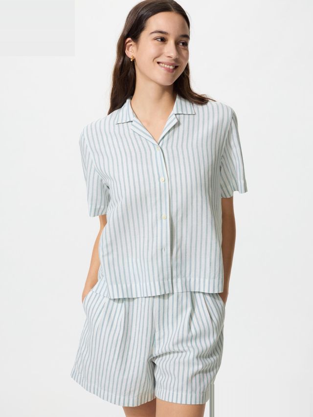 Linen Cotton Shorts Striped