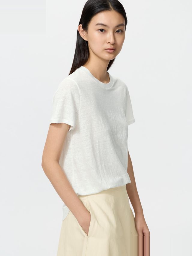 Linen Crew Neck Short Sleeve T-Shirt