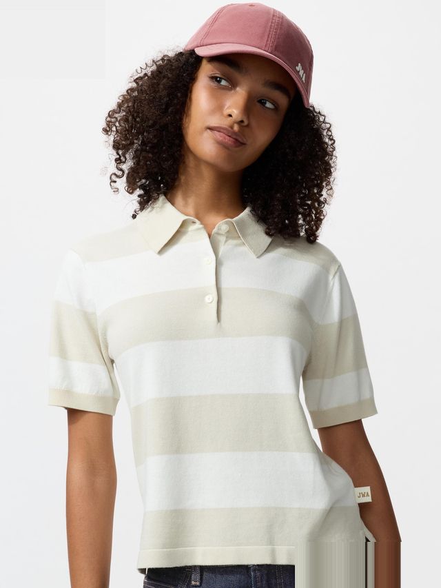 Polo Sweater Short Sleeve Striped