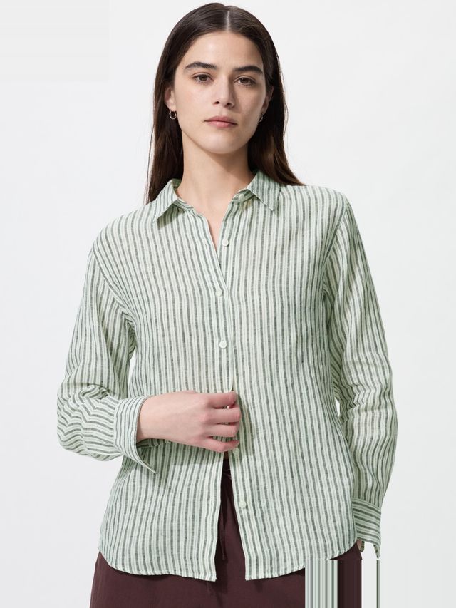 Premium Linen Shirt Long Sleeve Striped