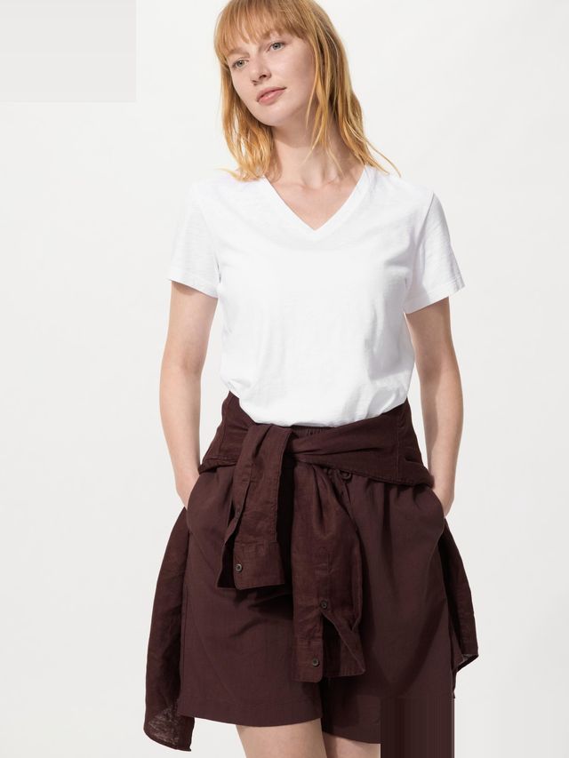 Slub Jersey V Neck T