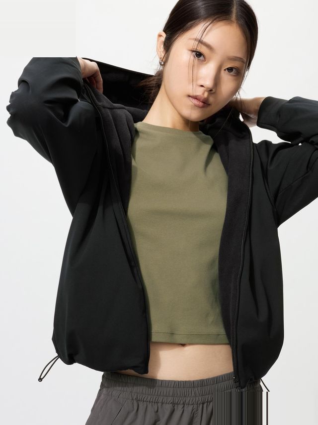 Stretch Windproof Fleece Reversible Full-Zip Hoodie