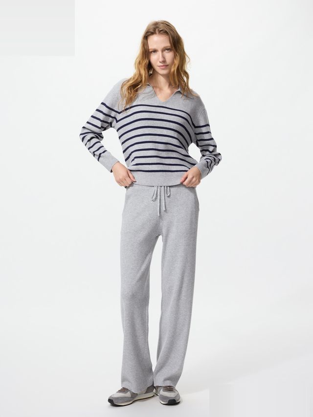 Washable Knit Ribbed Pants (Co-ord) (Longer Length)