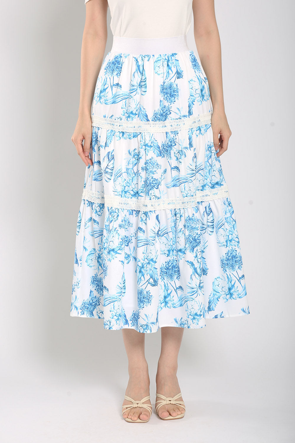 Albertha Tier Skirts in Blue Prints