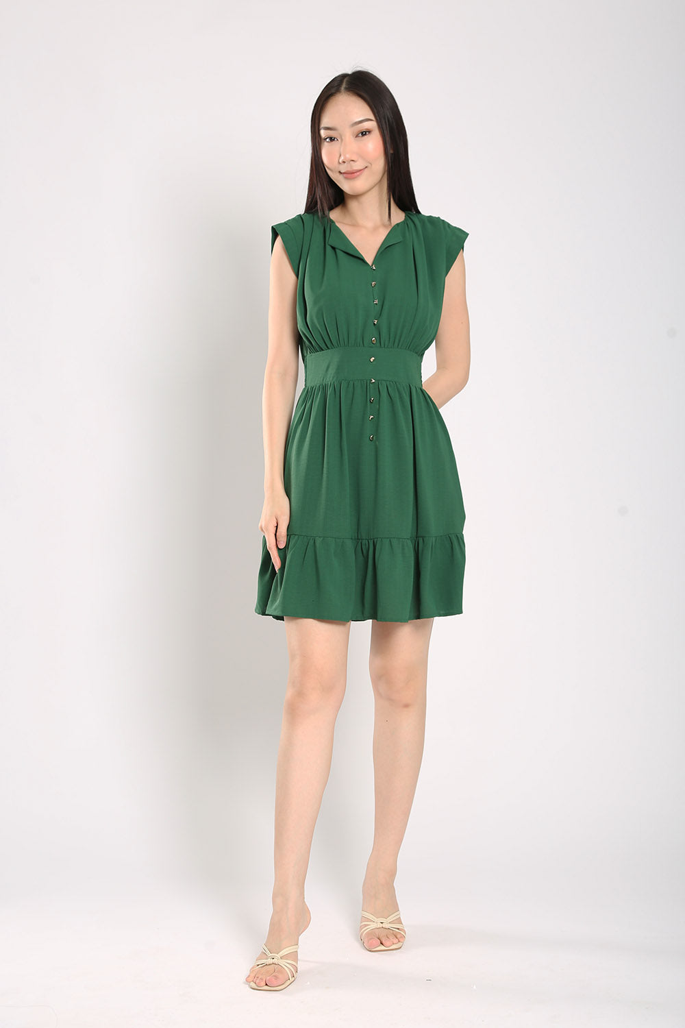 Alicia Mini Dress in Forest Green