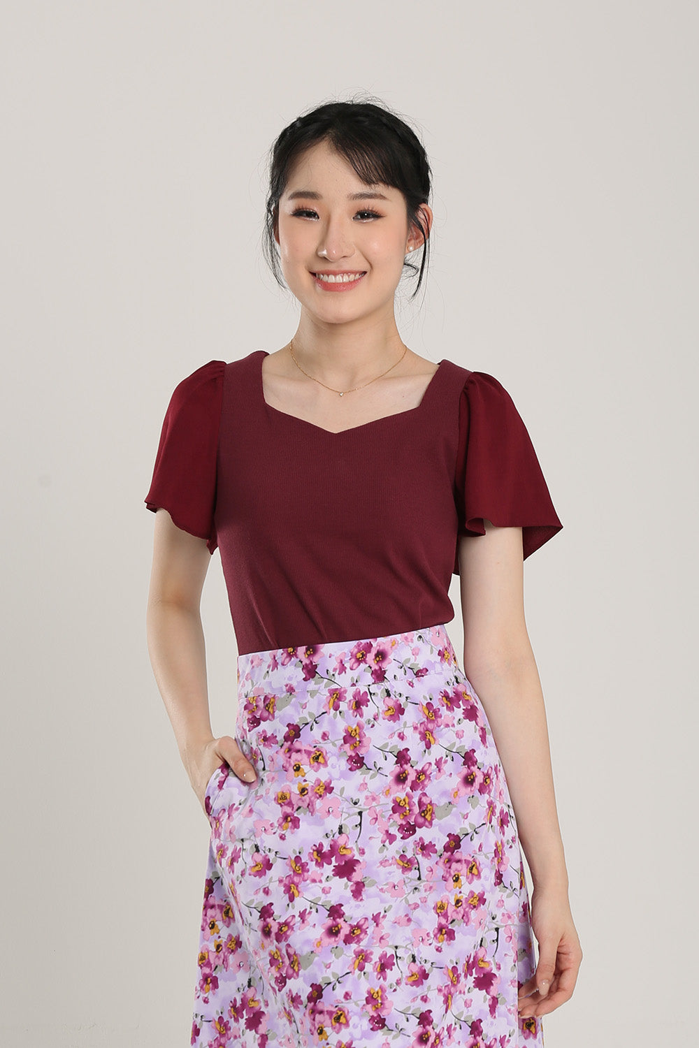Anitra Top in Claret Red