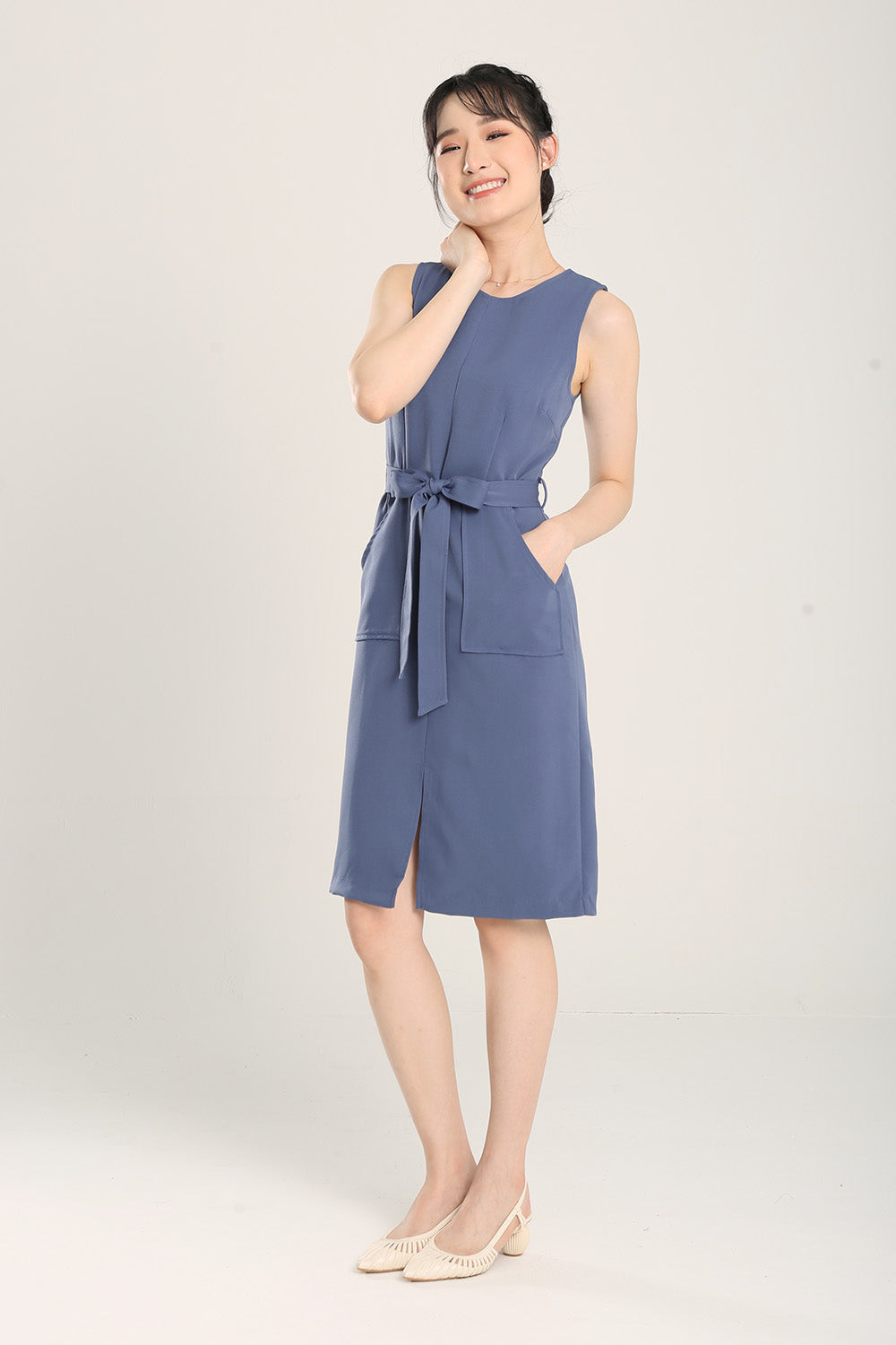 Anokhi Midi Dress in Slate Blue