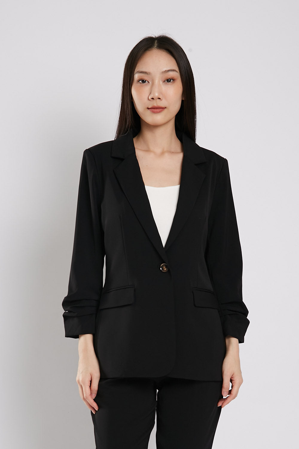 Carinne Ruched Blazer in Black