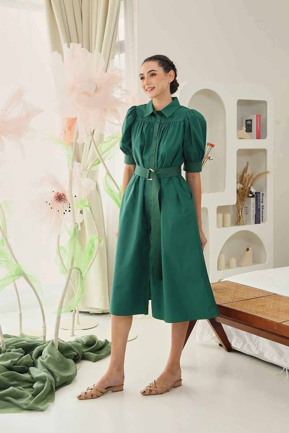 Clarissa Belted Shirt Midi Dress