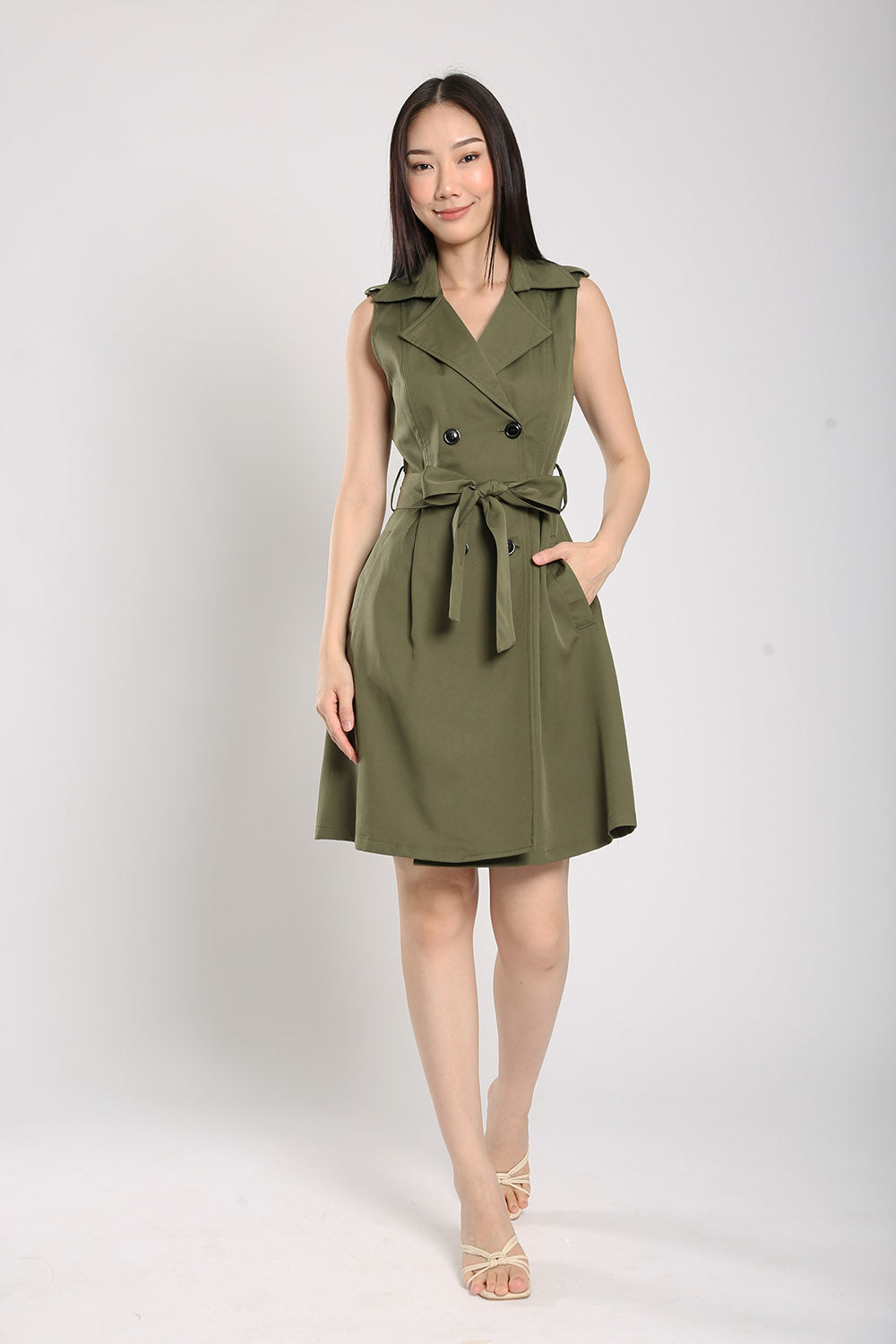Gela Mini Dress in Army Green