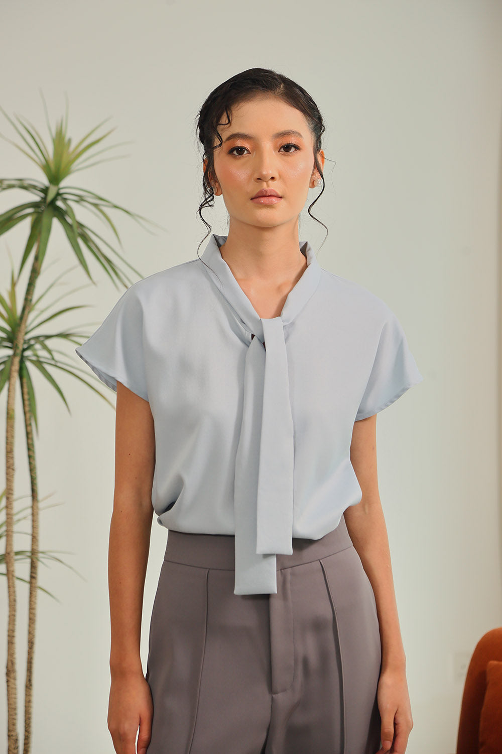 Graciela Sash Detachable Blouse in Powder Blue