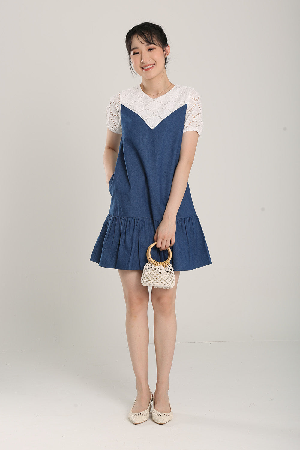 Liora Denim Mini Dress in Dark Wash