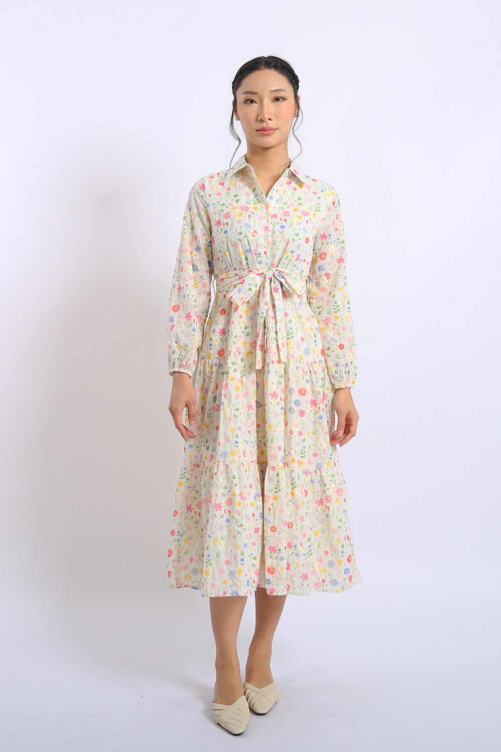 Rosalie Cotton Eyelet Midi Dress in Wildflower