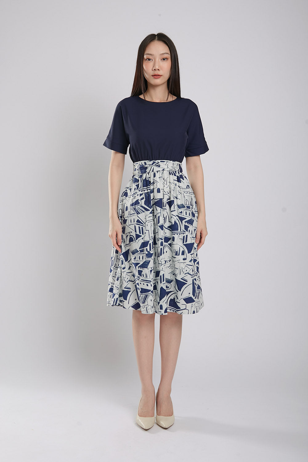 Sander Midi Dress in Navy Blue