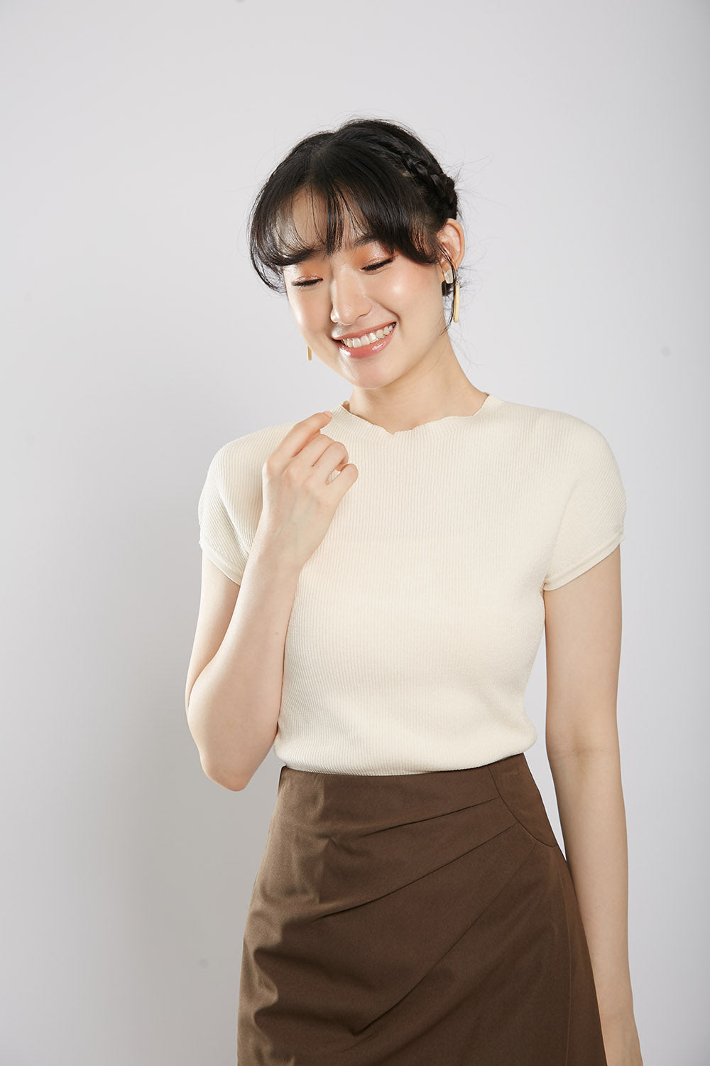 Yesenia Knit Top in Beige