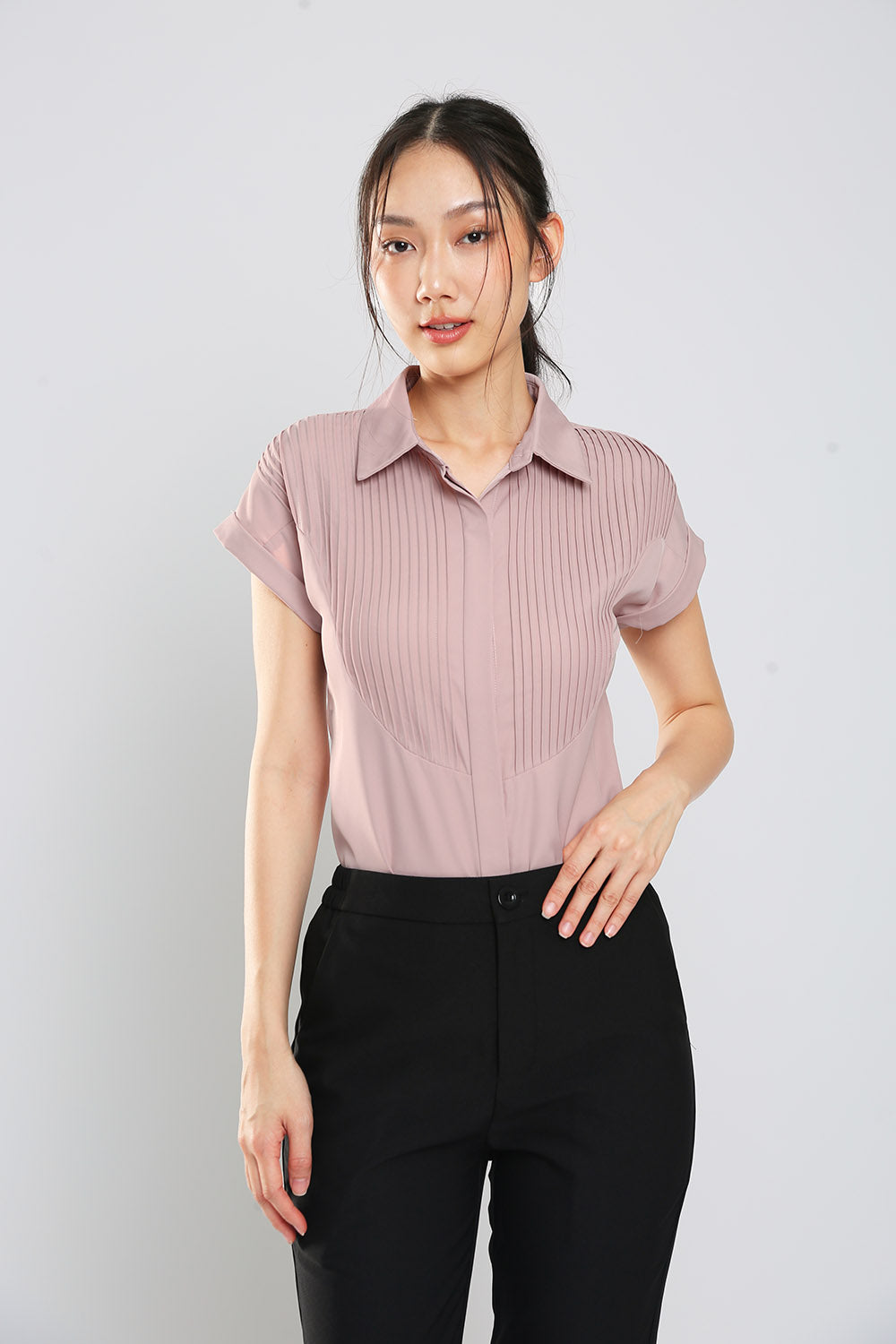 Yumi Button Down Shirt in Dust Pink