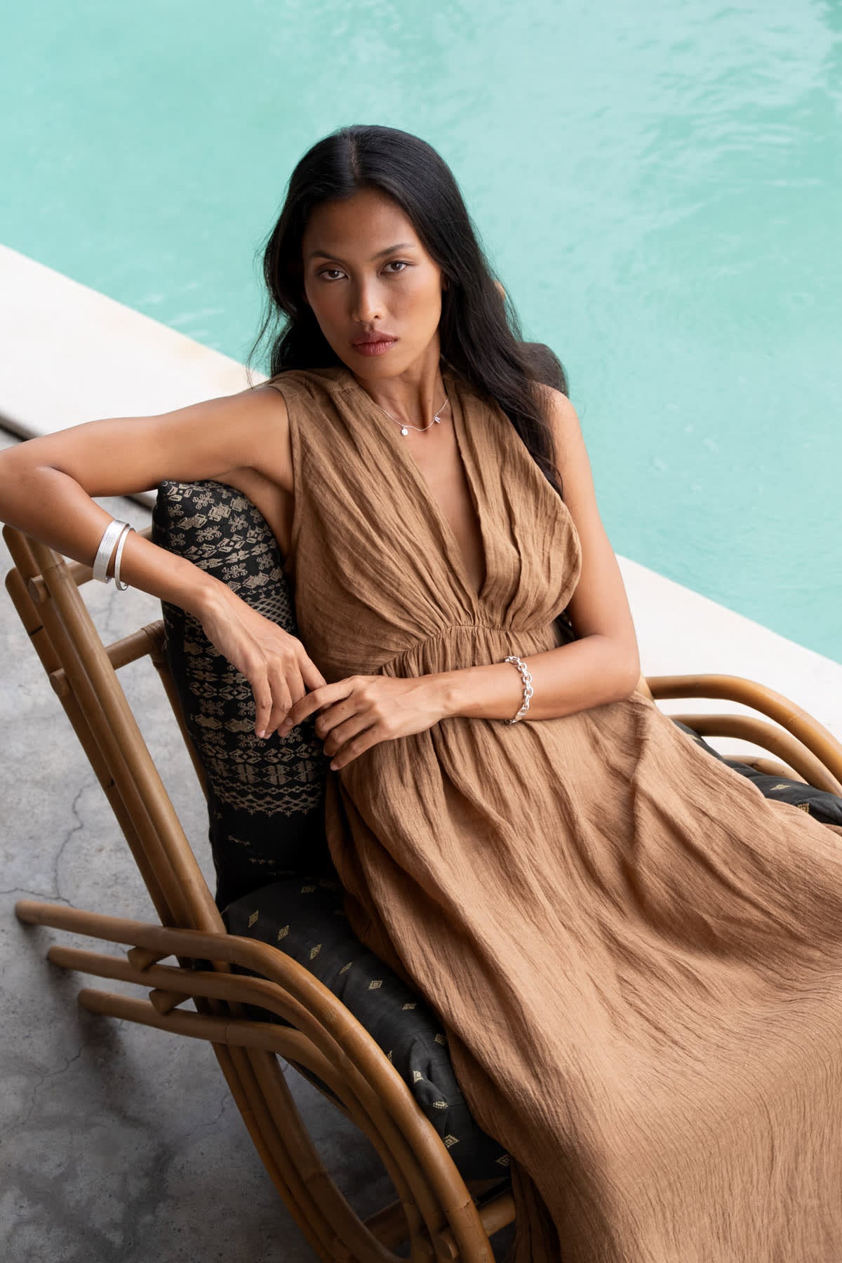 Kimber - Crinkled dress I Walnut