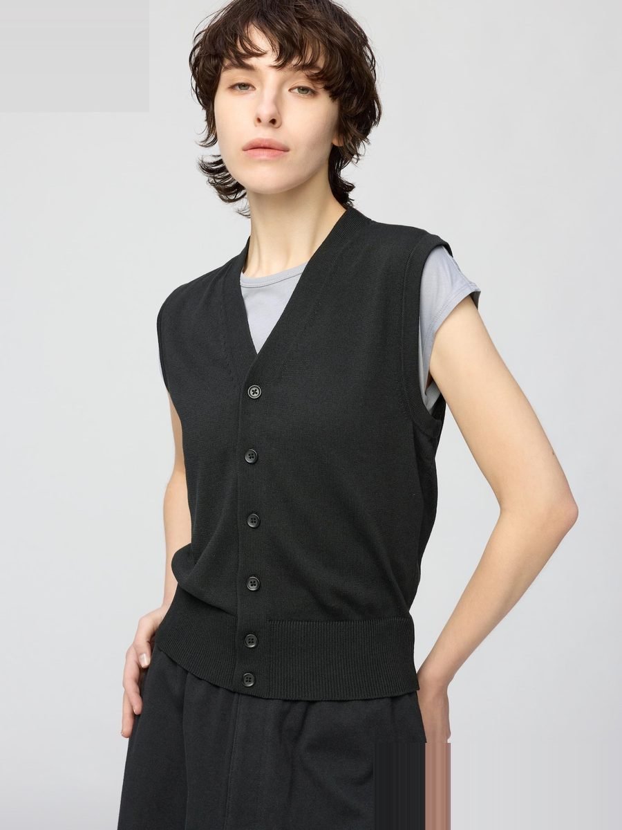 Button-Front Knit Vest