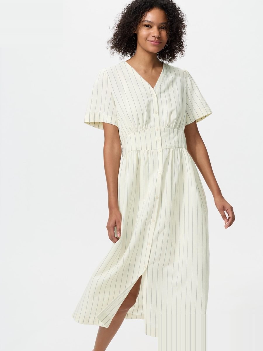 Striped V-Neck Midi Dress